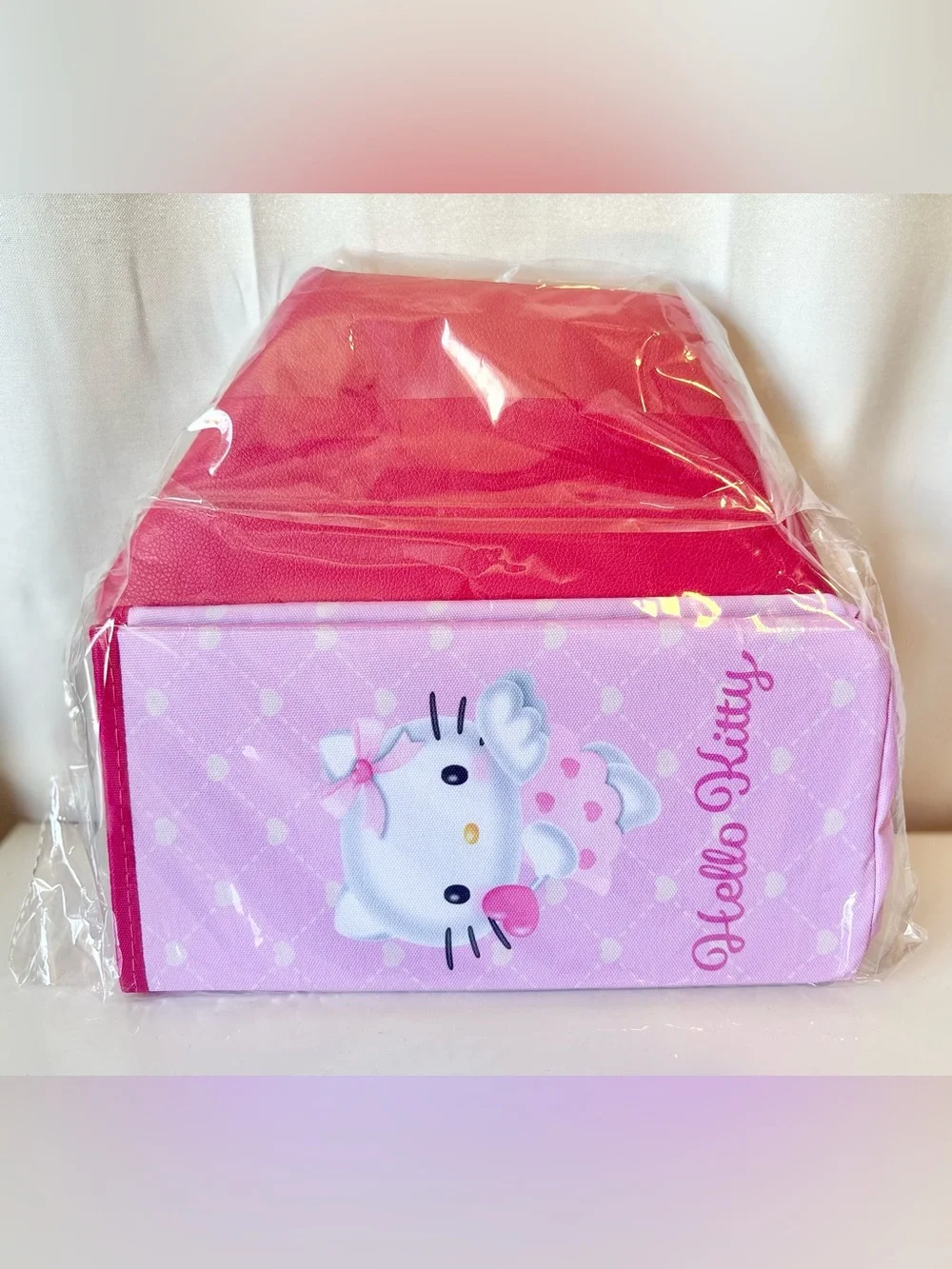 Hello Kitty Pink Angel Folding Toy Storage Stool Chair Japan Exclusive NWT